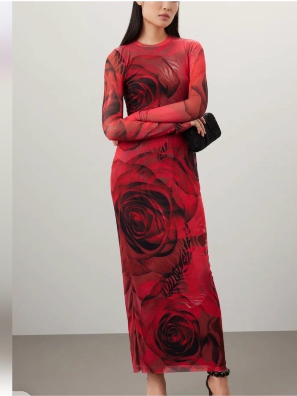 AFRM Women’s Vibrant Rose & Abstract Print Long Sleeve Dress - Picture 4 of 5